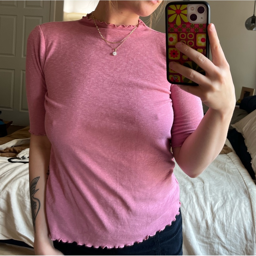 Pink Lettuce Trim 1/2 Sleeve Top